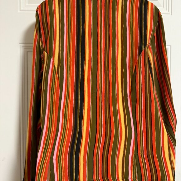San Andre Striped Multicolor Button-Up Blouse SZ 14 Sophisticated Chic Goblincor - Picture 3 of 7